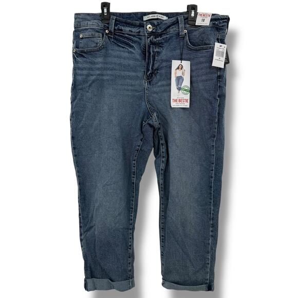 NEW Celebrity Pink Mid-Rise Girlfriend Jeans Size 18 The Bestie Blue Denim Cuff - Picture 1 of 8